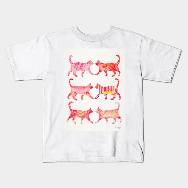 Pink Cat Collection Kids T-Shirt by CatCoq